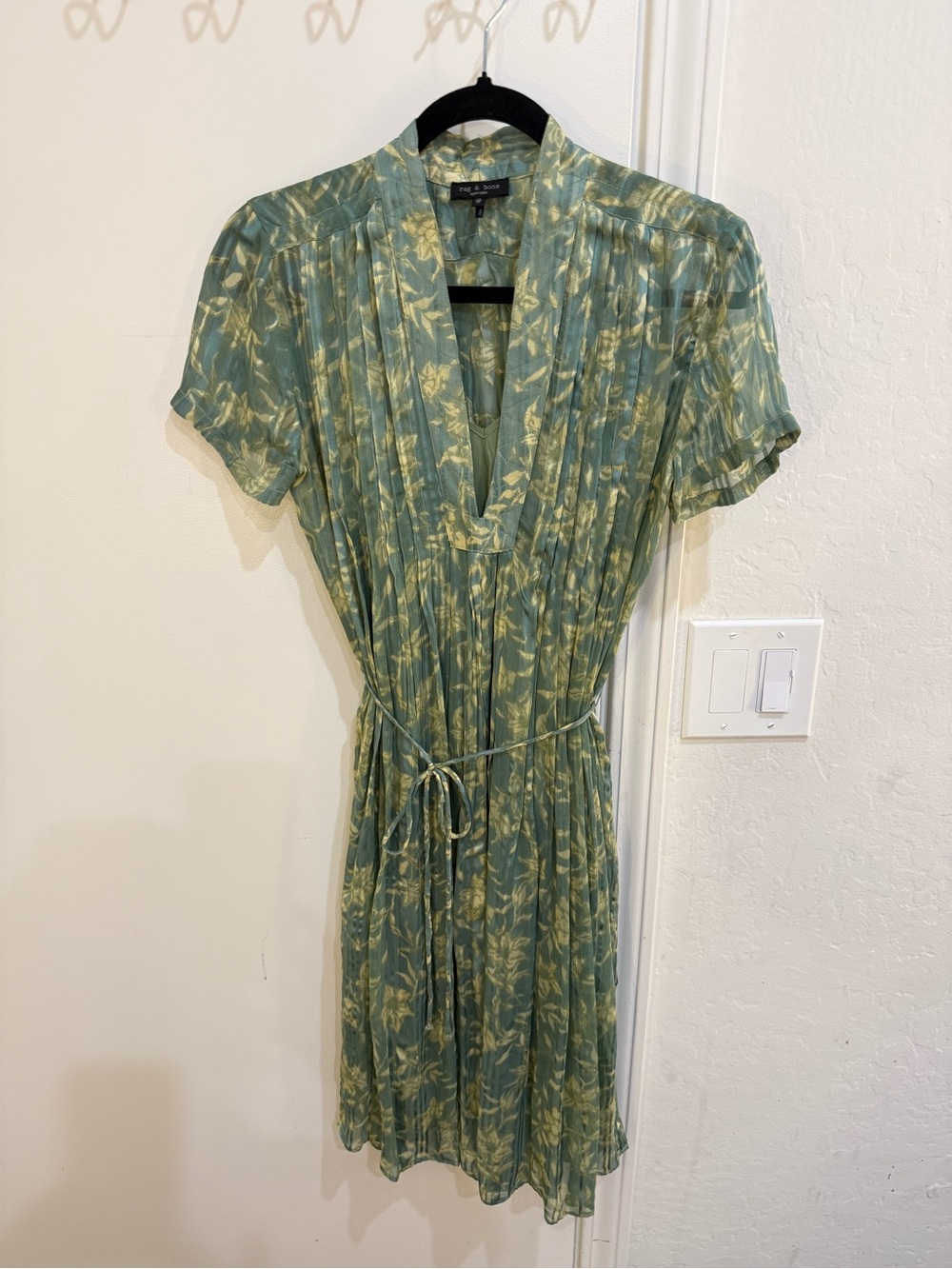 rag & bone Mint Green Floral Pleated Midi Dress - Picture 4 of 5